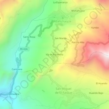 Mapa topográfico Vía de Palambla, altitud, relieve