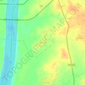 Mapa topográfico Warsa, altitud, relieve
