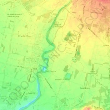 Mapa topográfico Firmano, altitud, relieve