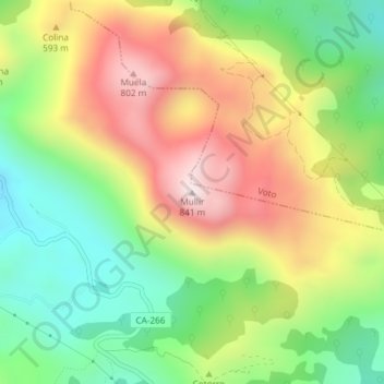 Mapa topográfico Mullir, altitud, relieve