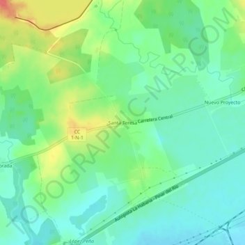Mapa topográfico Santa Teresa, altitud, relieve