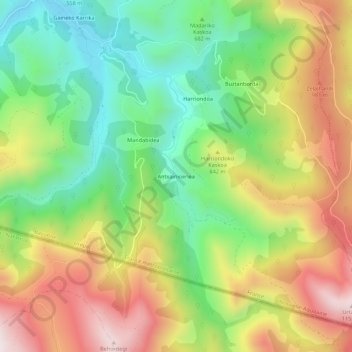 Mapa topográfico Antxainioenea, altitud, relieve