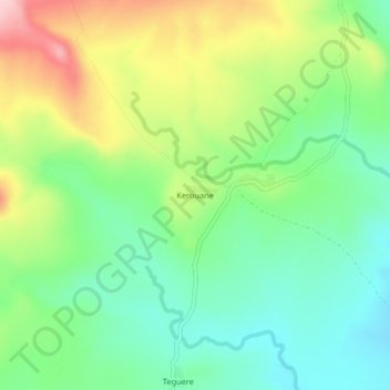 Mapa topográfico Kerouane, altitud, relieve