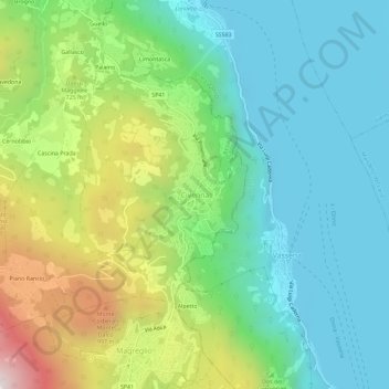 Mapa topográfico Civenna, altitud, relieve