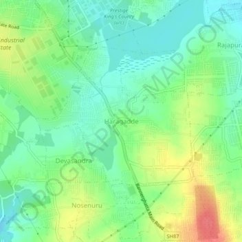 Mapa topográfico Haragadde, altitud, relieve