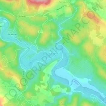 Mapa topográfico Hameau de Vignaubière, altitud, relieve
