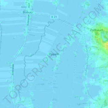 Mapa topográfico Oppeln, altitud, relieve