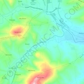Mapa topográfico Floriano, altitud, relieve