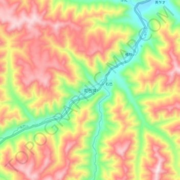 Mapa topográfico 尼巴镇, altitud, relieve
