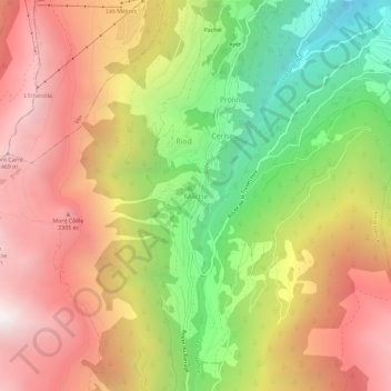 Mapa topográfico Mâche, altitud, relieve