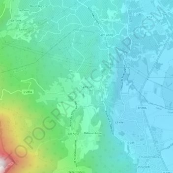 Mapa topográfico La Palud, altitud, relieve