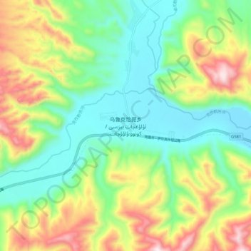 Mapa topográfico 乌鲁克恰提乡, altitud, relieve