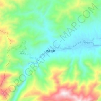 Mapa topográfico 骆家坝镇, altitud, relieve