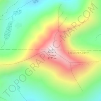 Mapa topográfico Mount Ouray, altitud, relieve