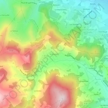 Mapa topográfico Le Couvent, altitud, relieve