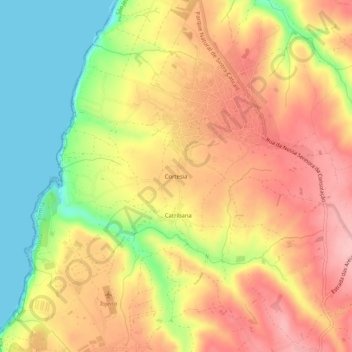 Mapa topográfico Cortesia, altitud, relieve