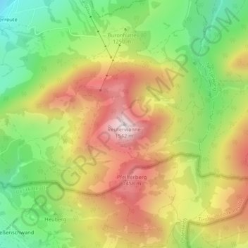 Mapa topográfico Reuterwanne, altitud, relieve