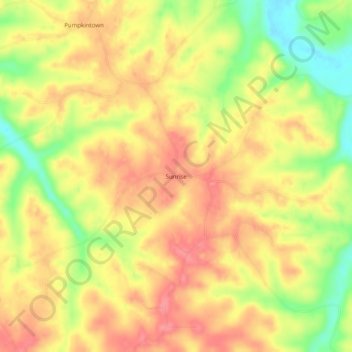 Mapa topográfico Sunrise, altitud, relieve
