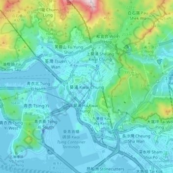 Mapa topográfico 葵涌, altitud, relieve