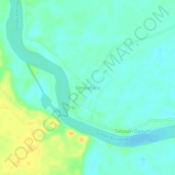 Mapa topográfico Pendahara, altitud, relieve