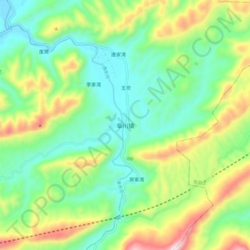 Mapa topográfico 阜川镇, altitud, relieve