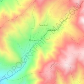 Mapa topográfico Pariacaca, altitud, relieve
