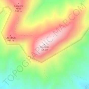 Mapa topográfico Big Butt, altitud, relieve