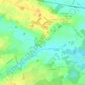 Mapa topográfico La Morrine, altitud, relieve