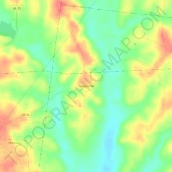 Mapa topográfico Turnerville, altitud, relieve