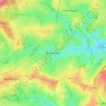 Mapa topográfico Braunlauf, altitud, relieve