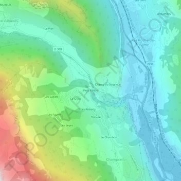 Mapa topográfico Petit Pallon, altitud, relieve