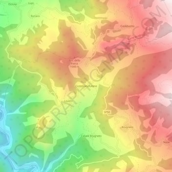 Mapa topográfico Castelcanafurone, altitud, relieve