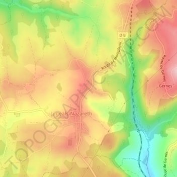 Mapa topográfico Logne, altitud, relieve