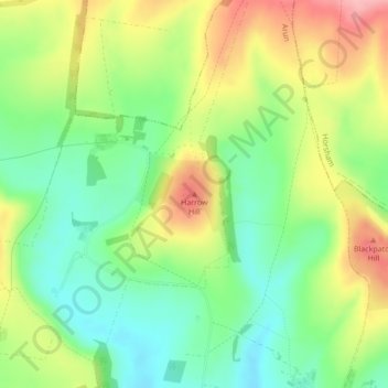 Mapa topográfico Harrow Hill, altitud, relieve