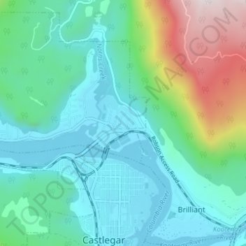 Mapa topográfico Raspberry, altitud, relieve