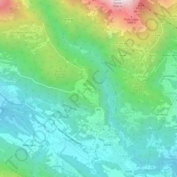 Mapa topográfico Naggio, altitud, relieve