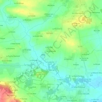 Mapa topográfico Saint-Jacques, altitud, relieve
