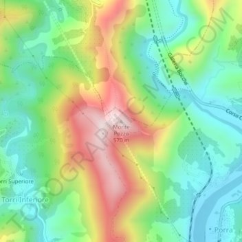 Mapa topográfico Monte Pozzo, altitud, relieve