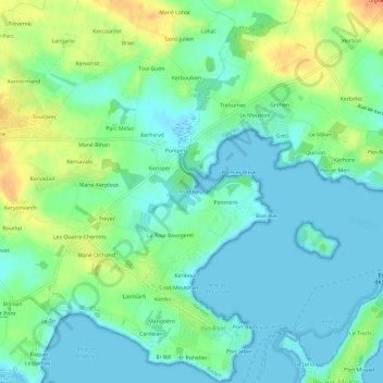 Mapa topográfico Pont Neuf, altitud, relieve