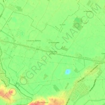 Mapa topográfico Sant'Angelo a Lecore, altitud, relieve
