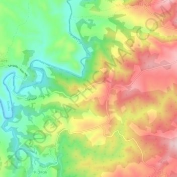 Mapa topográfico Esat, altitud, relieve