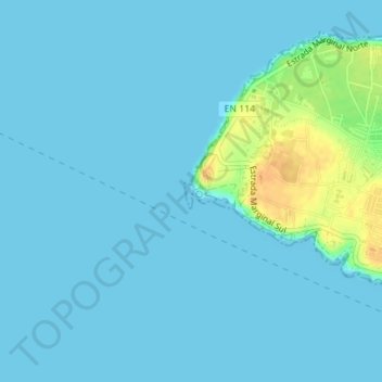 Mapa topográfico Cabo Carvoeiro, altitud, relieve