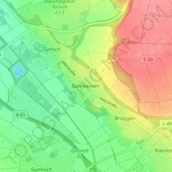 Mapa topográfico Balkhausen, altitud, relieve