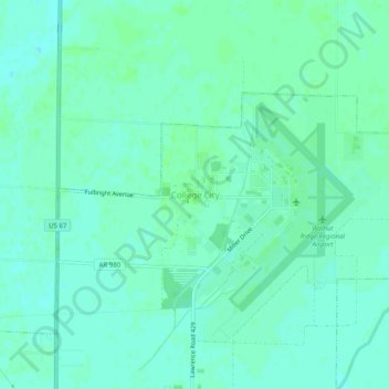 Mapa topográfico College City, altitud, relieve