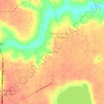 Mapa topográfico Matinha, altitud, relieve