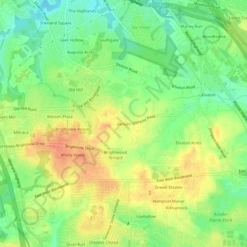 Mapa topográfico Zeman, altitud, relieve