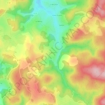 Mapa topográfico Coeuzon, altitud, relieve