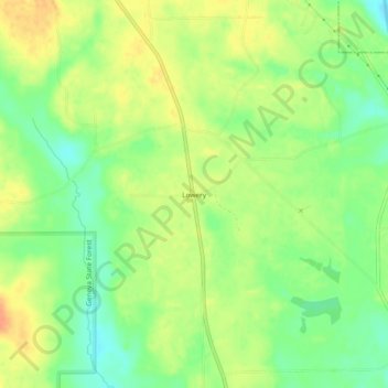 Mapa topográfico Lowery, altitud, relieve