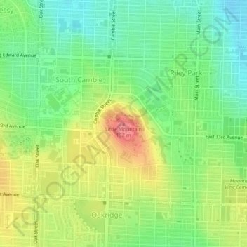 Mapa topográfico Little Mountain, altitud, relieve