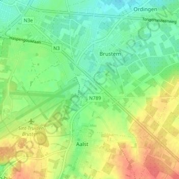 Mapa topográfico Brugske, altitud, relieve
